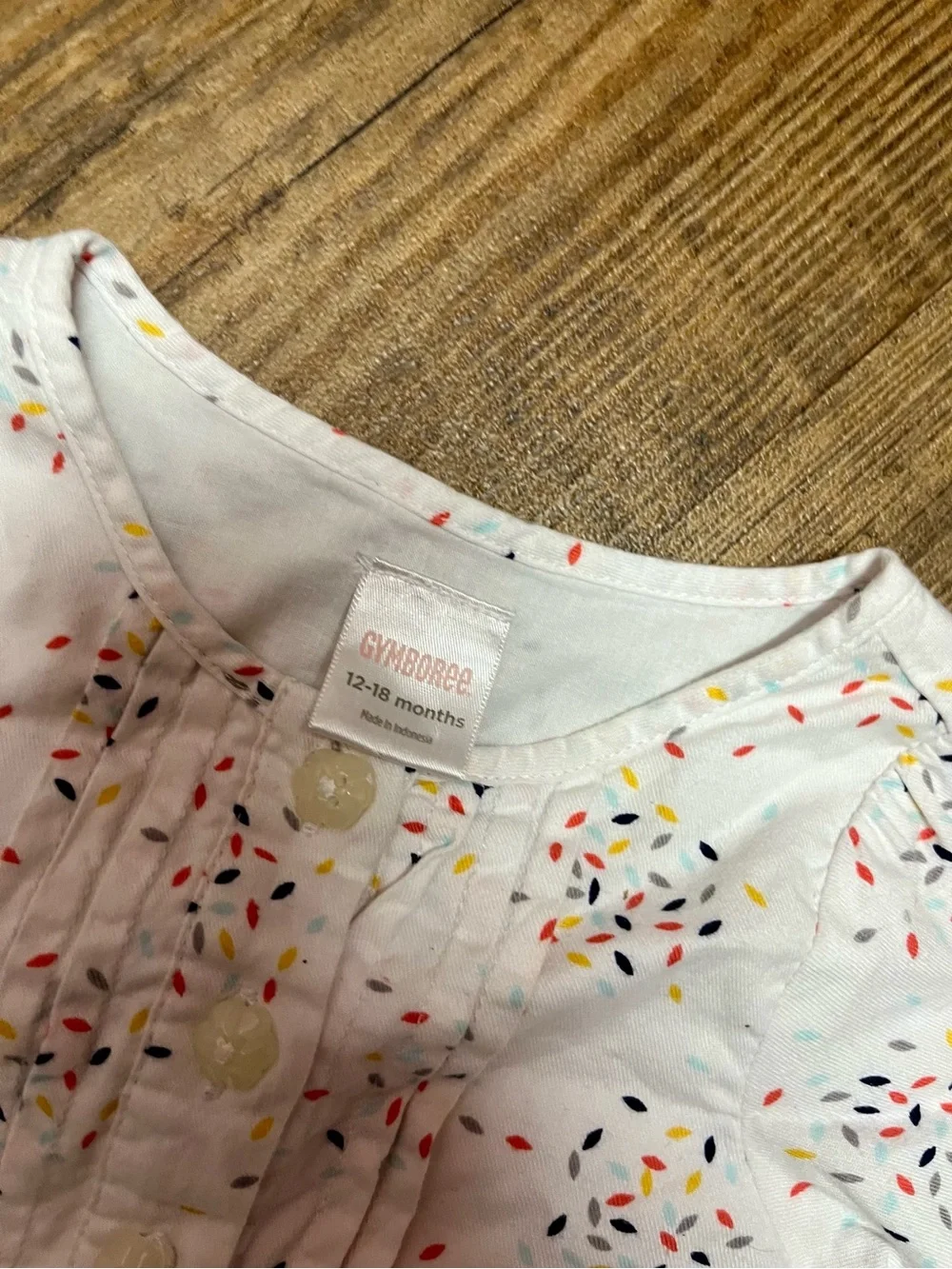 Gymboree White Long-Sleeve  dress  with Multicolor Confetti